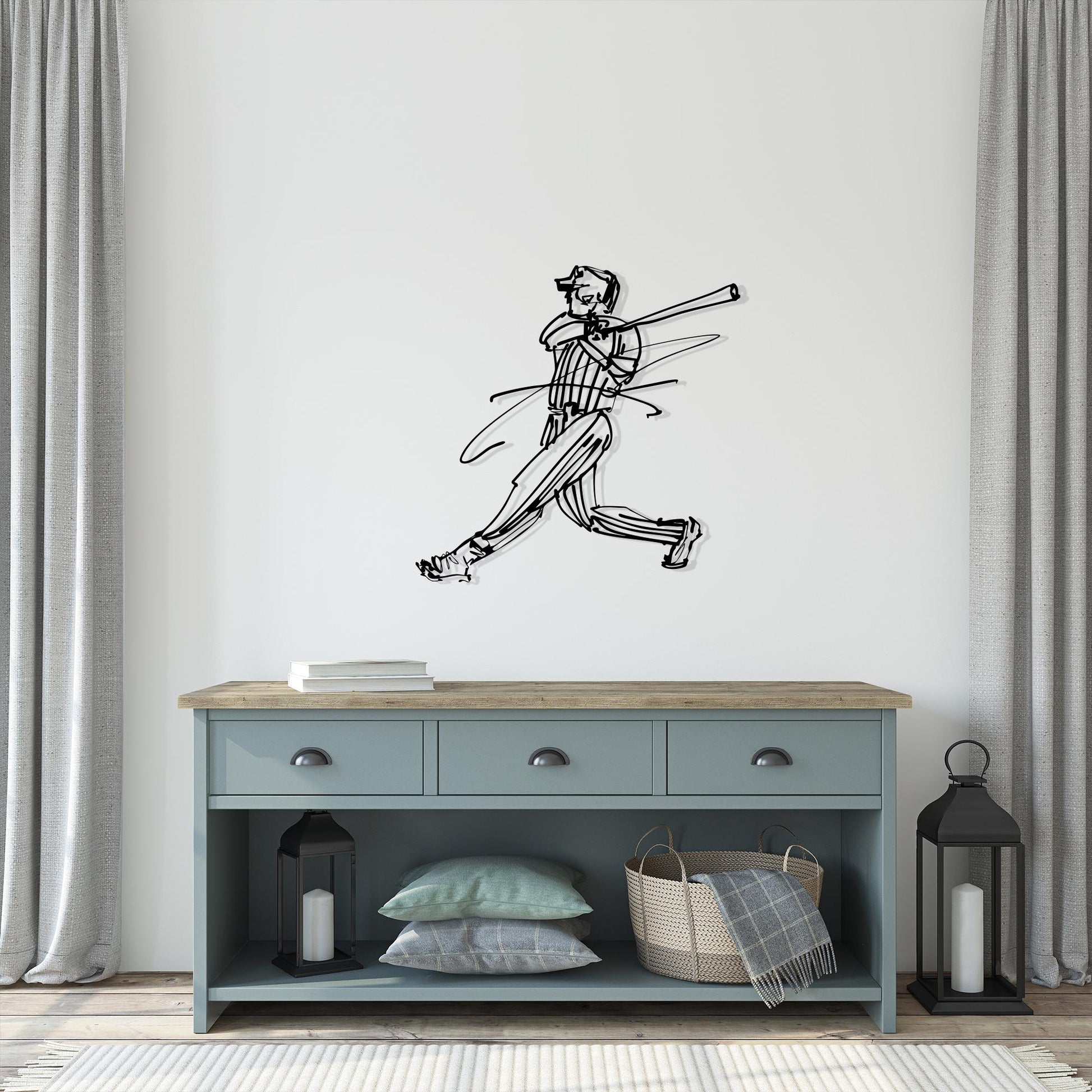 Baseball Player Metal Wall Art, Sports Room Decor, Athlete Gift | Wallsignature