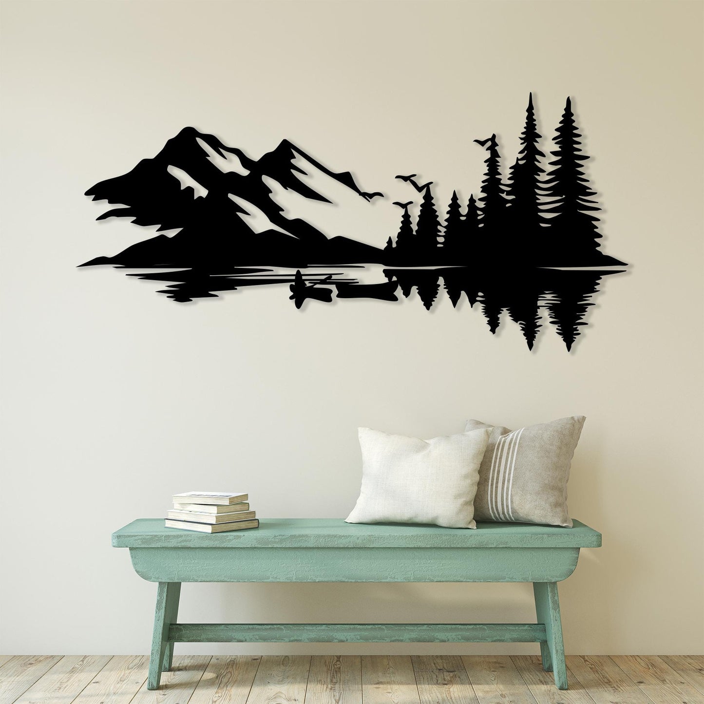 Mountain Metal Wall Art in a modern hallway