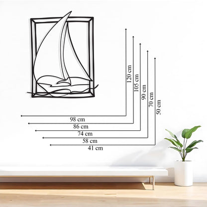 Framed Sailboat Metal Wall Art styled above a sofa