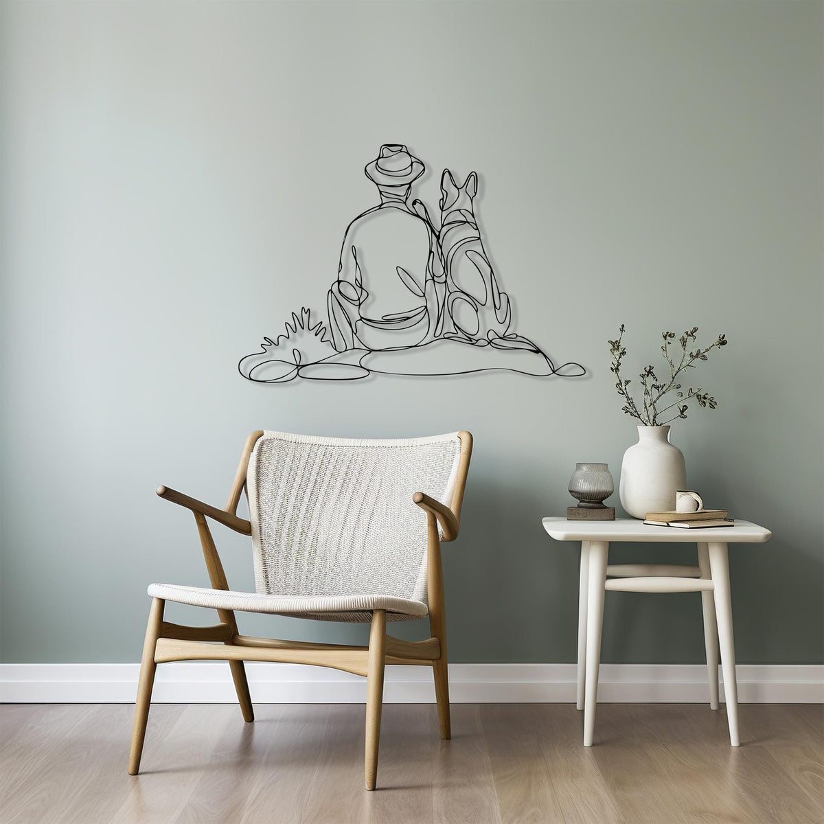 Man Dog Metal Wall Art bedroom interior styling