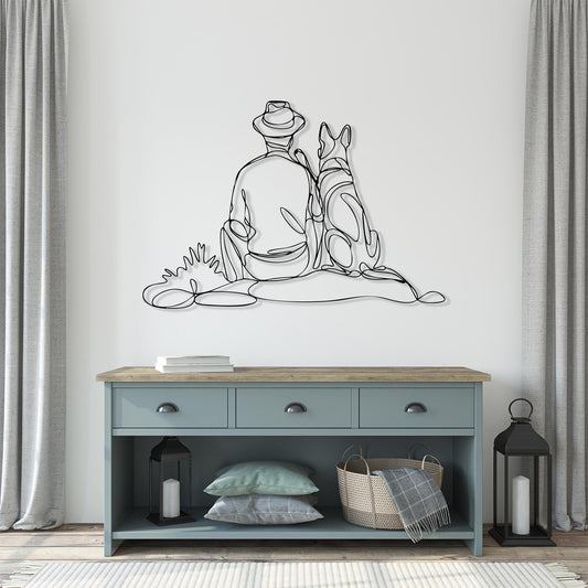 Man Dog Metal Wall Art – laser-cut steel wall decor