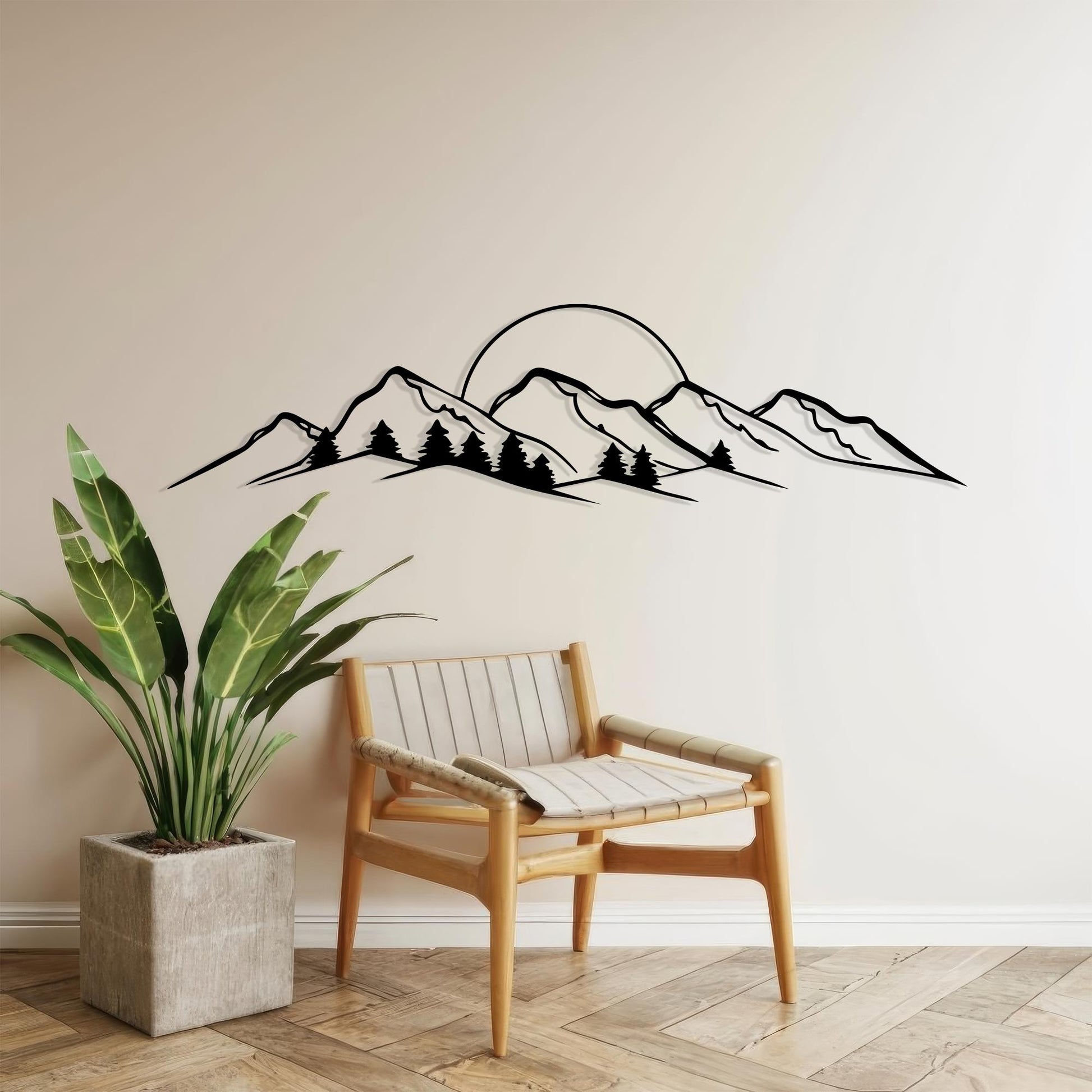 Mountain Metal Wall Art in a modern hallway