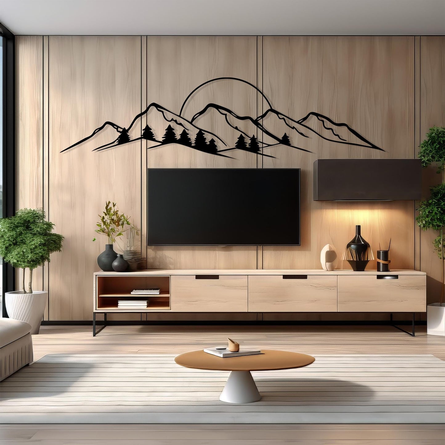 Mountain Metal Wall Art, Black Forest Landscape, Modern Rustic Decor | Wallsignature