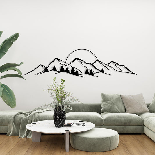 Mountain Metal Wall Art, Black Forest Landscape, Modern Rustic Decor | Wallsignature