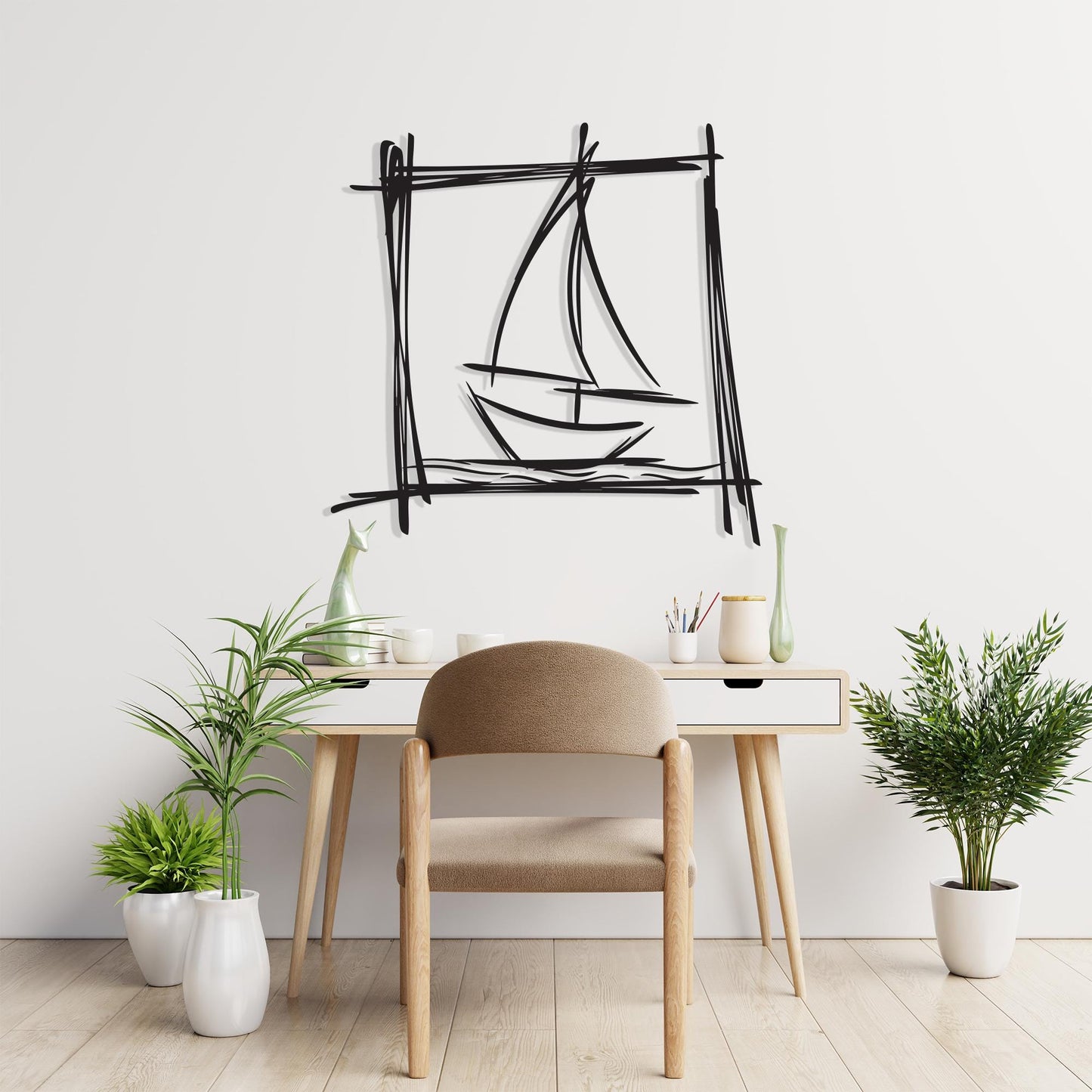 Summit Bond Metal Wall Art | Hiking Girl & Dog Line Art Decor | Wallsignature