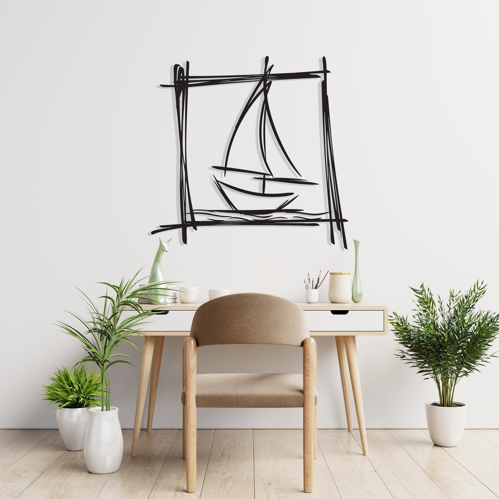 Summit Bond Metal Wall Art | Hiking Girl & Dog Line Art Decor | Wallsignature