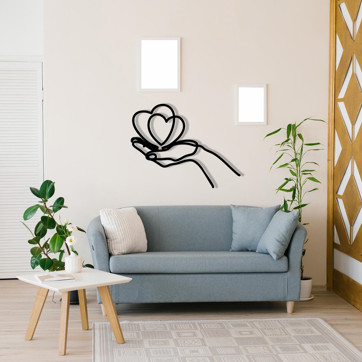 Heart in Hand Metal Wall Art, Minimalist Bedroom Sculpture | Wallsignature