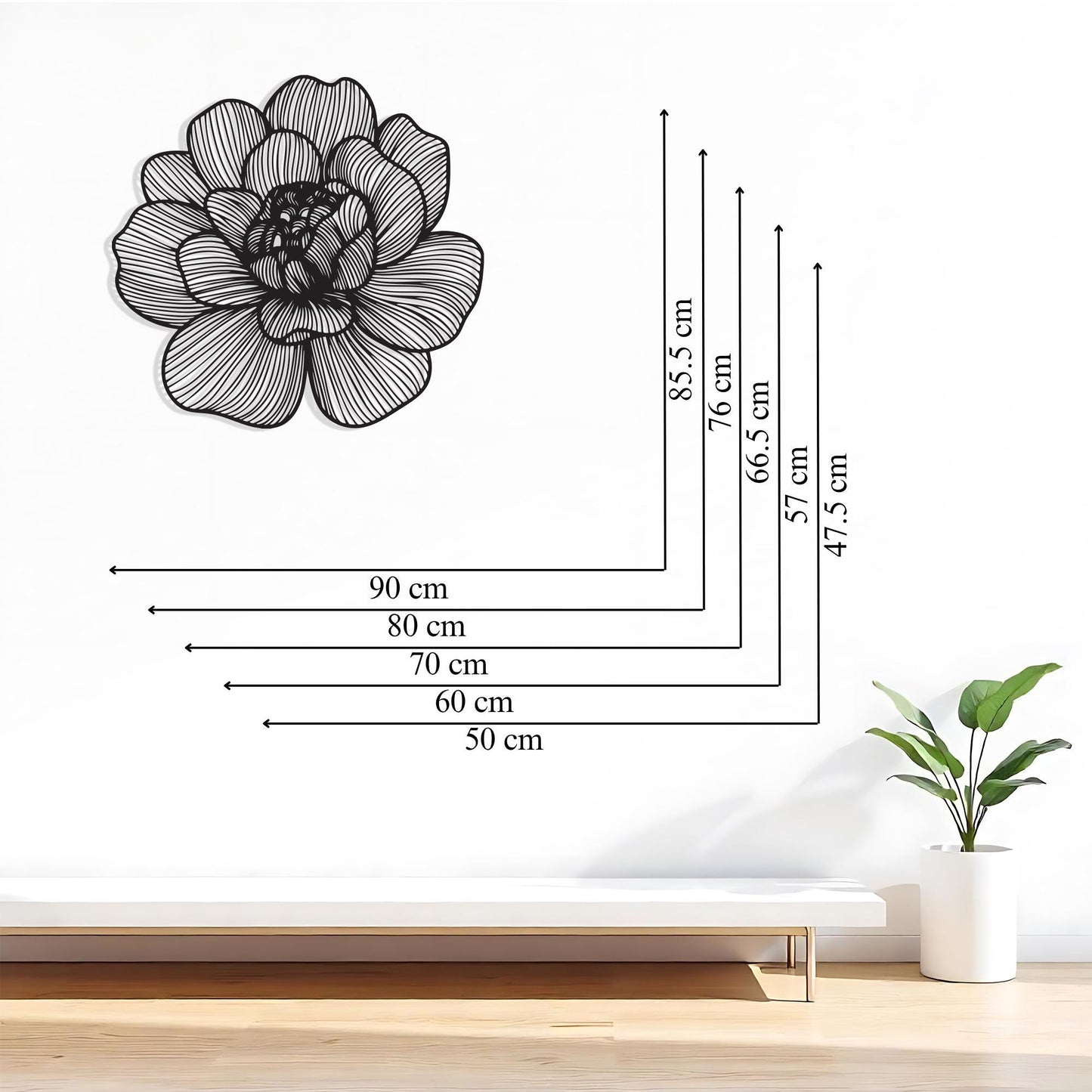 Metal Flower Wall Art in a modern hallway