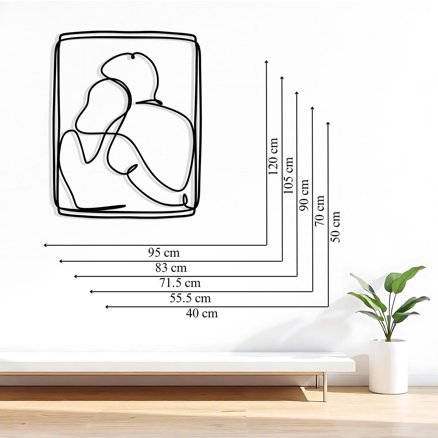 Couple Metal Wall Art styled above a sofa
