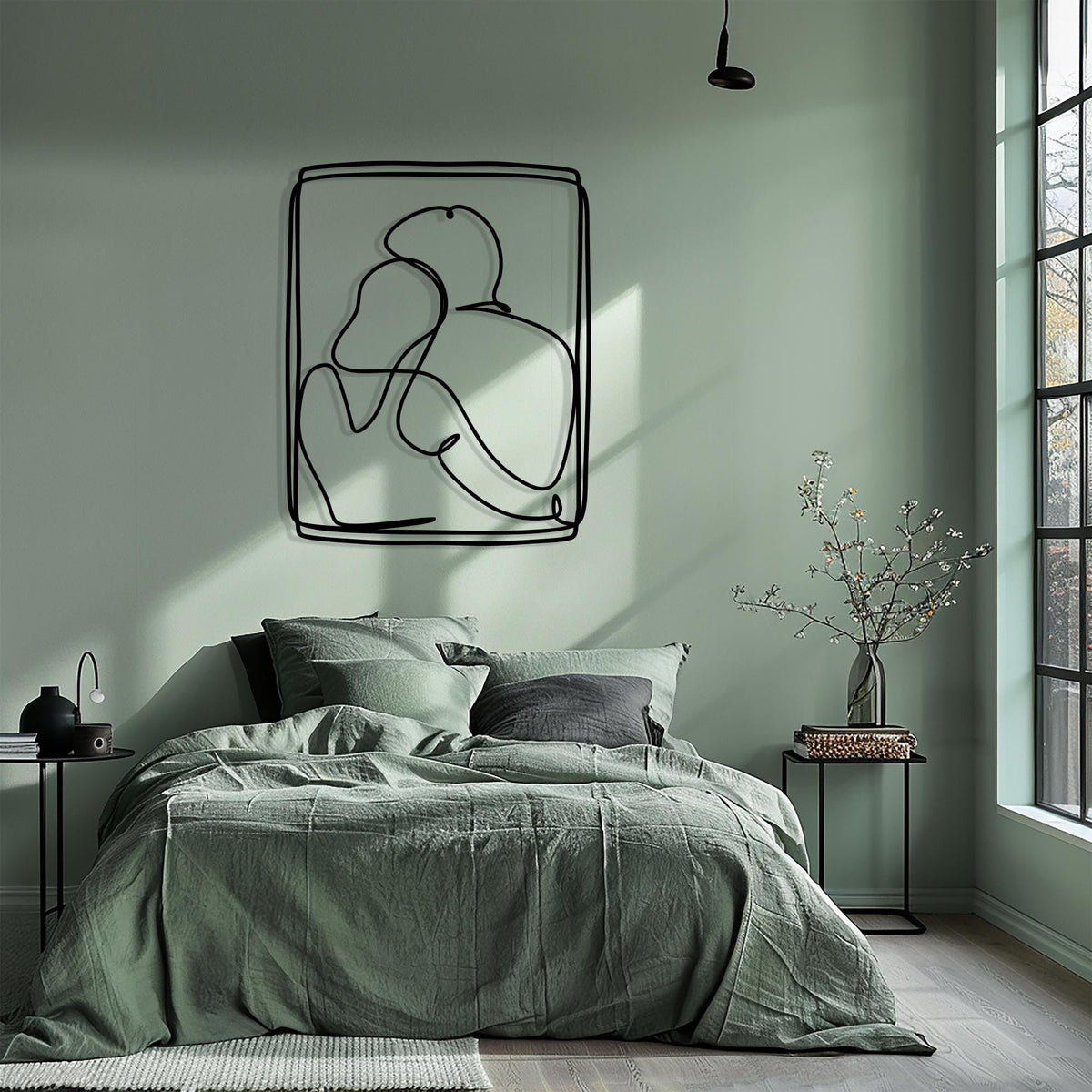 Couple Metal Wall Art size guide with dimensions in cm and inches