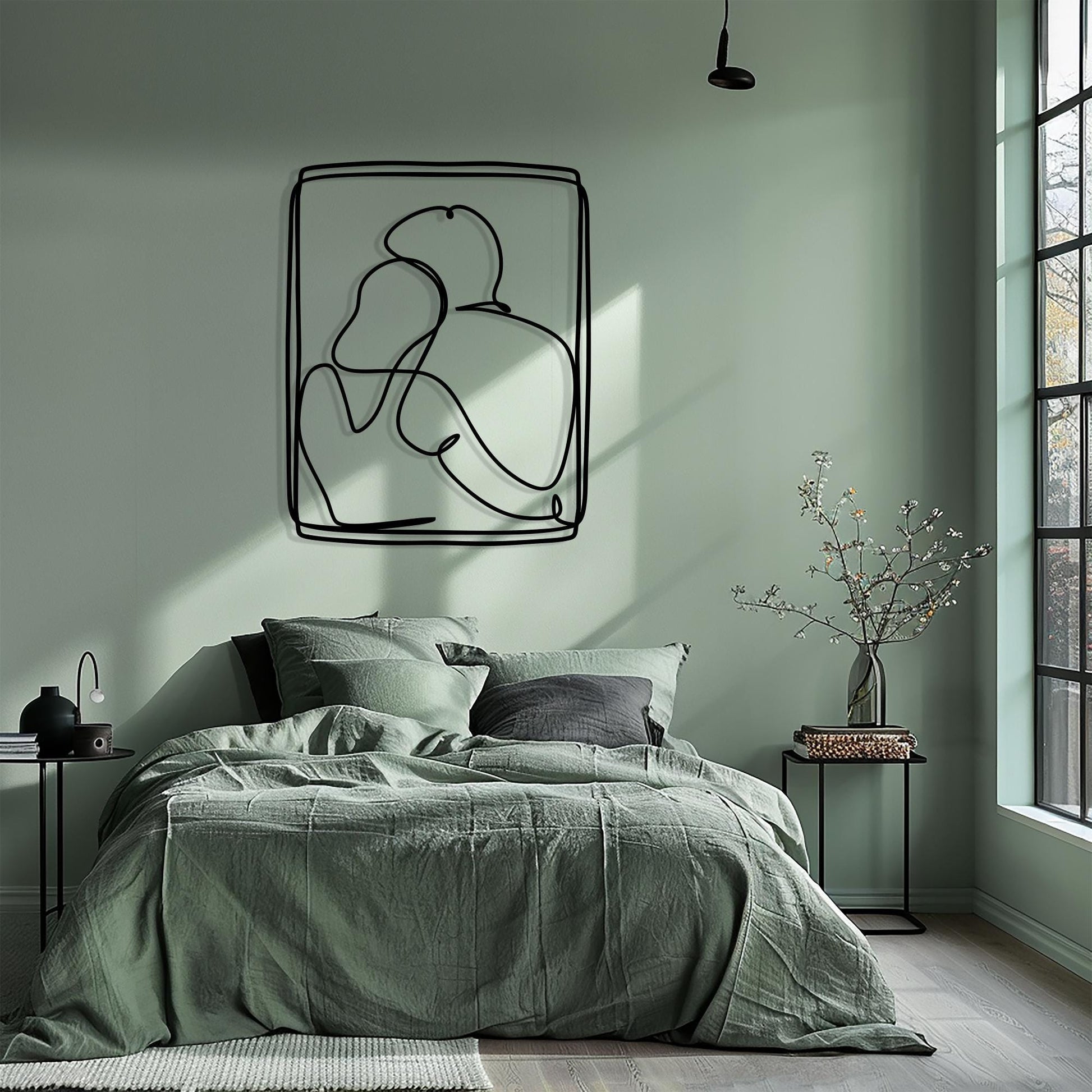 Couple Metal Wall Art size guide with dimensions in cm and inches