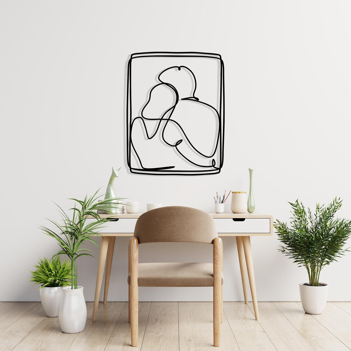 Kayak Metal Wall Art | Minimalist Canoe Line Art Lake House Decor
