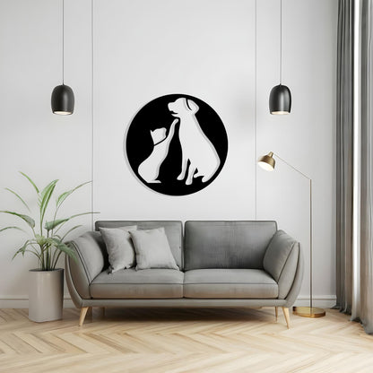 Cat and Dog Metal Wall Art close-up of the powder-coated finish