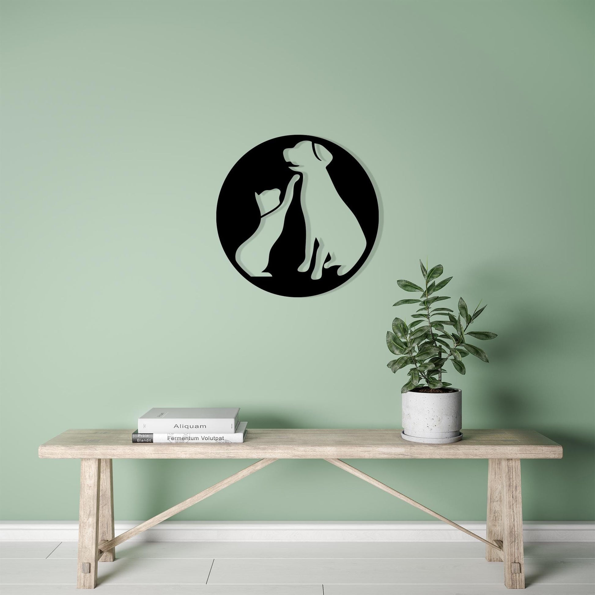 Cat and Dog Metal Wall Art bedroom interior styling