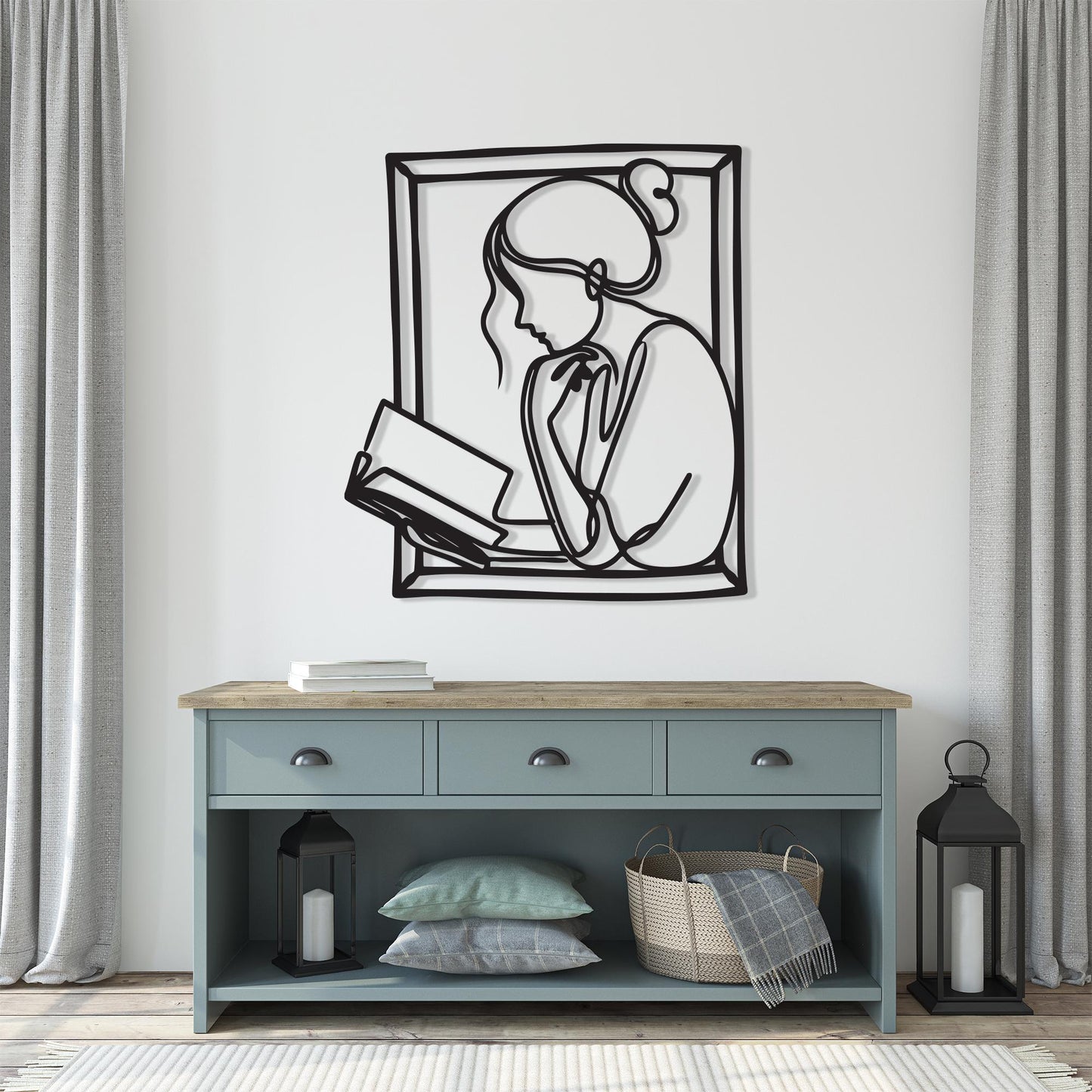 Woman Reading Metal Wall Art – Book Lover Gift & Study Sign Decor | Wallsignature