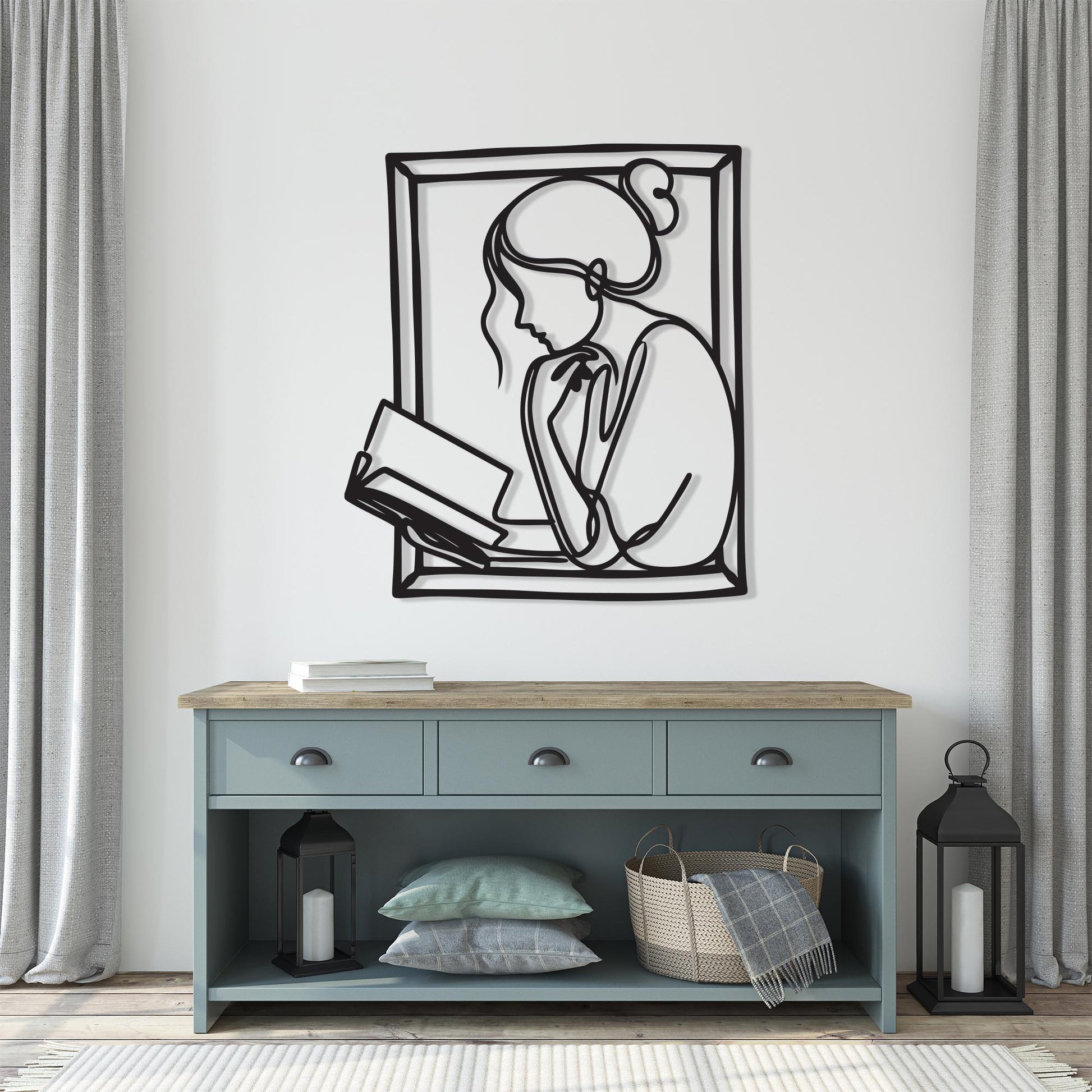 Woman Reading Metal Wall Art – Book Lover Gift & Study Sign Decor | Wallsignature