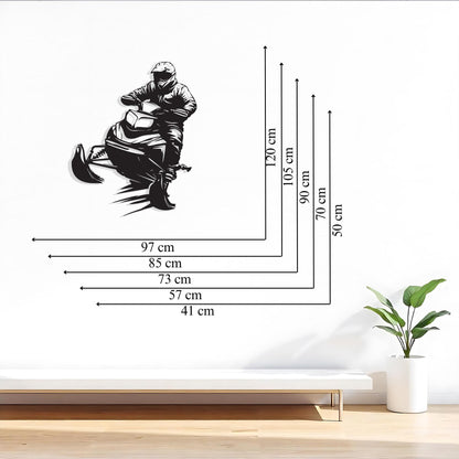 Snowmobile Metal Wall Art styled above a sofa