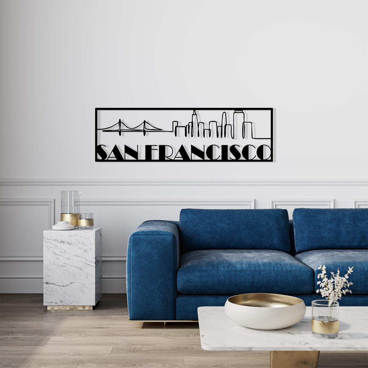 San Francisco Skyline Metal Wall Art colour options for the metal panel