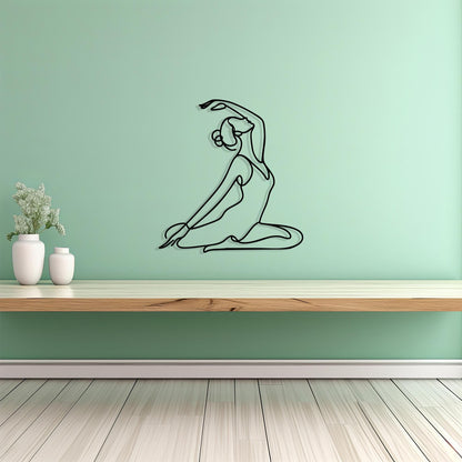 Yoga Pose Metal Wall Art hanging hardware and mounting detail