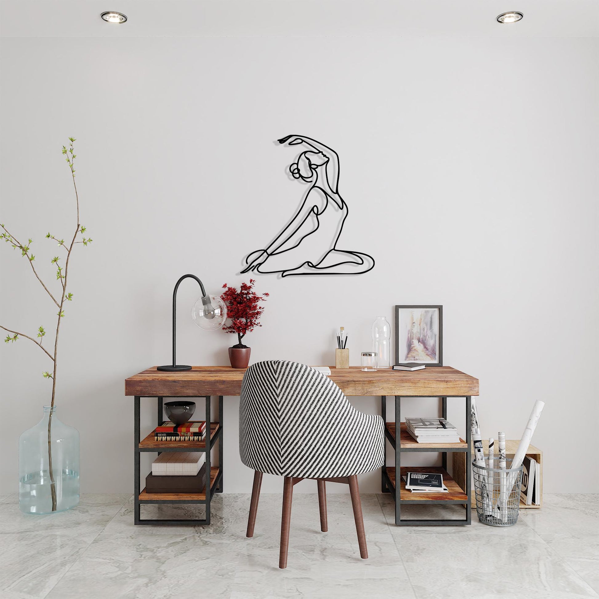 Yoga Pose Metal Wall Art – Minimalist Zen Studio Decor | Wallsignature