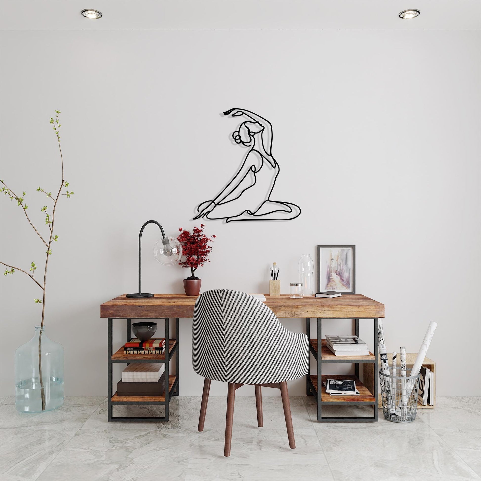 Yoga Pose Metal Wall Art, Minimalist Zen Decor | Wallsignature