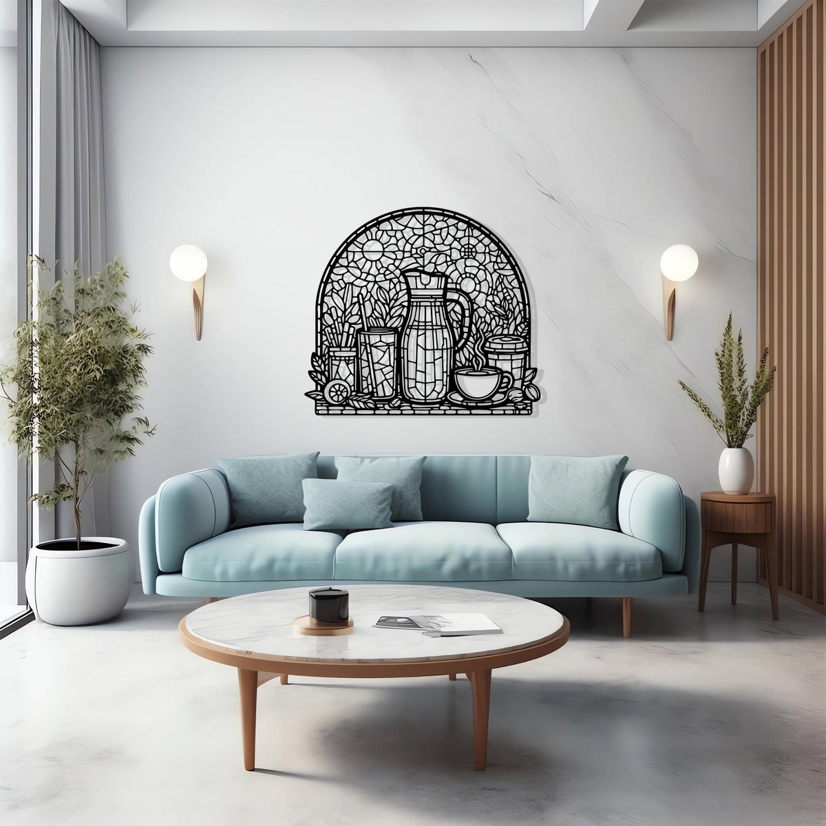 Stained Glass Style Coffee Bar Metal Wall Art colour options for the metal panel