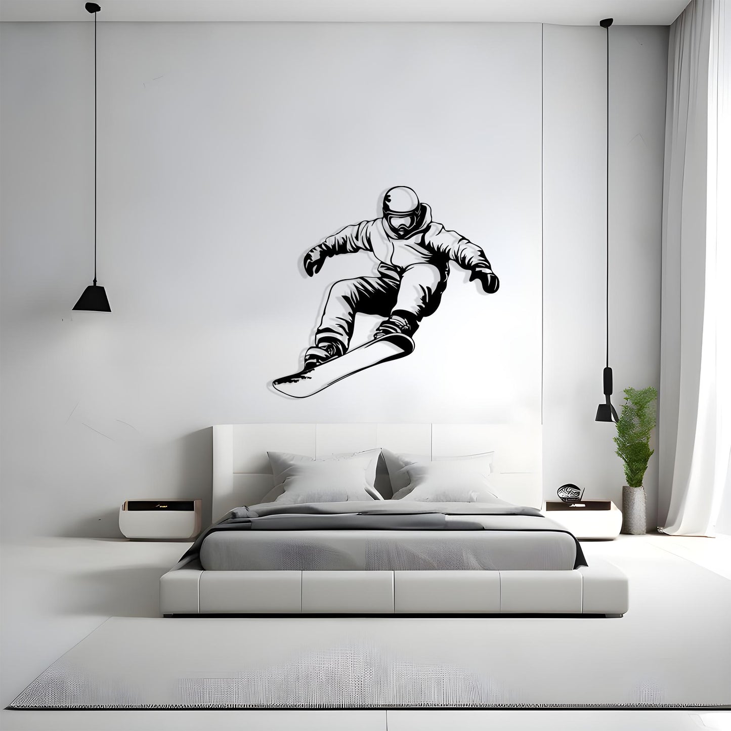 Snowboarder Metal Wall Art hanging bracket and mounting detail