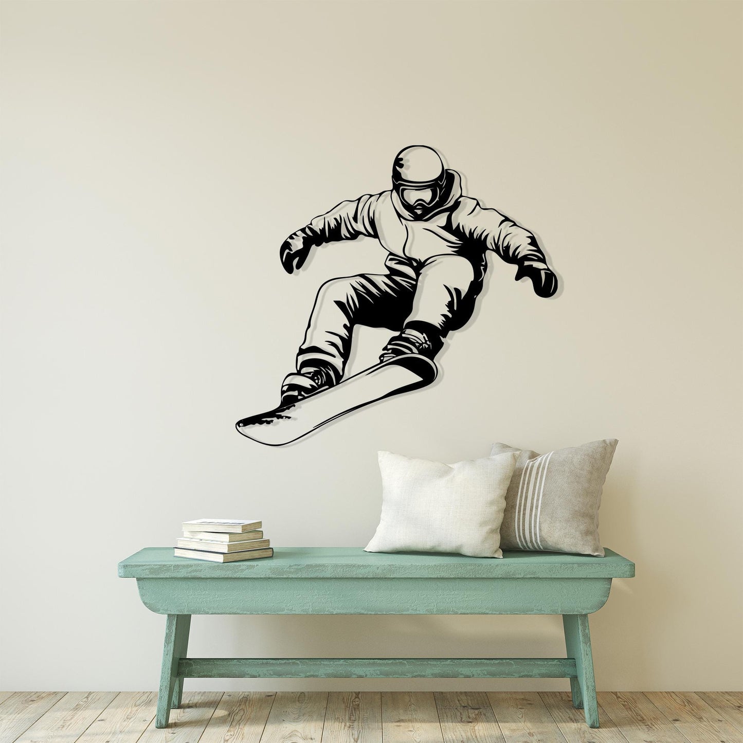 Snowboarder Metal Wall Art detail of the laser-cut edge