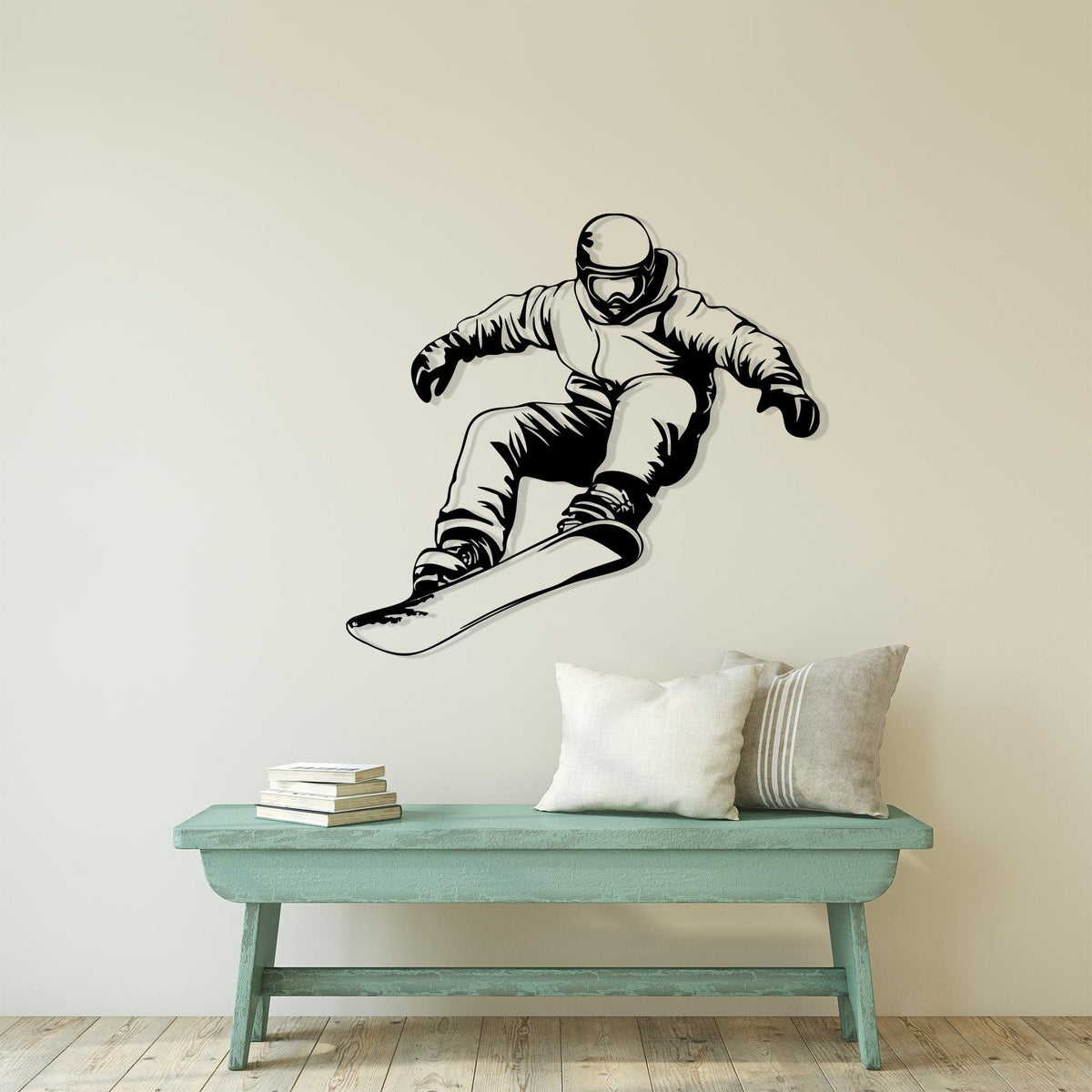 Snowboarder Metal Wall Art detail of the laser-cut edge