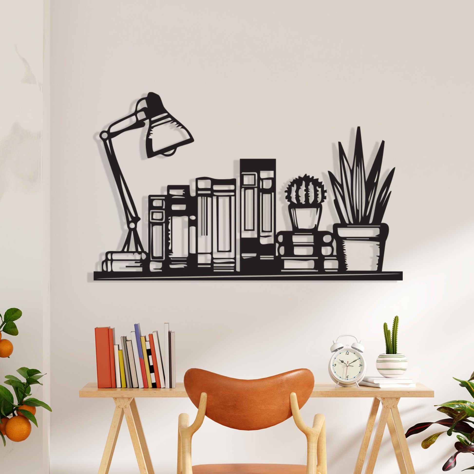 Black Metal Bookshelf Wall Art, Modern Reading Nook Decor, Unique Birthday Gifts | Wallsignature