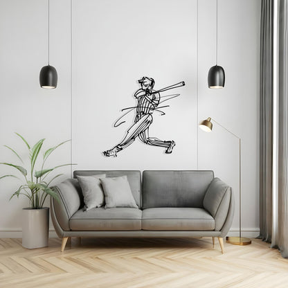 Baseball Player Metal Wall Art hanging hardware and mounting detail