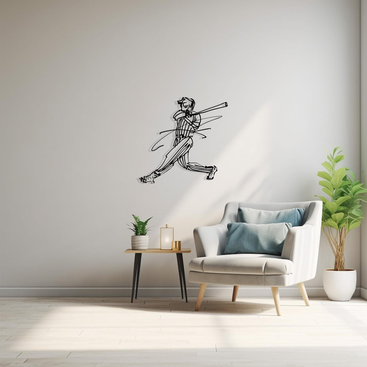 Baseball Player Metal Wall Art bedroom interior styling