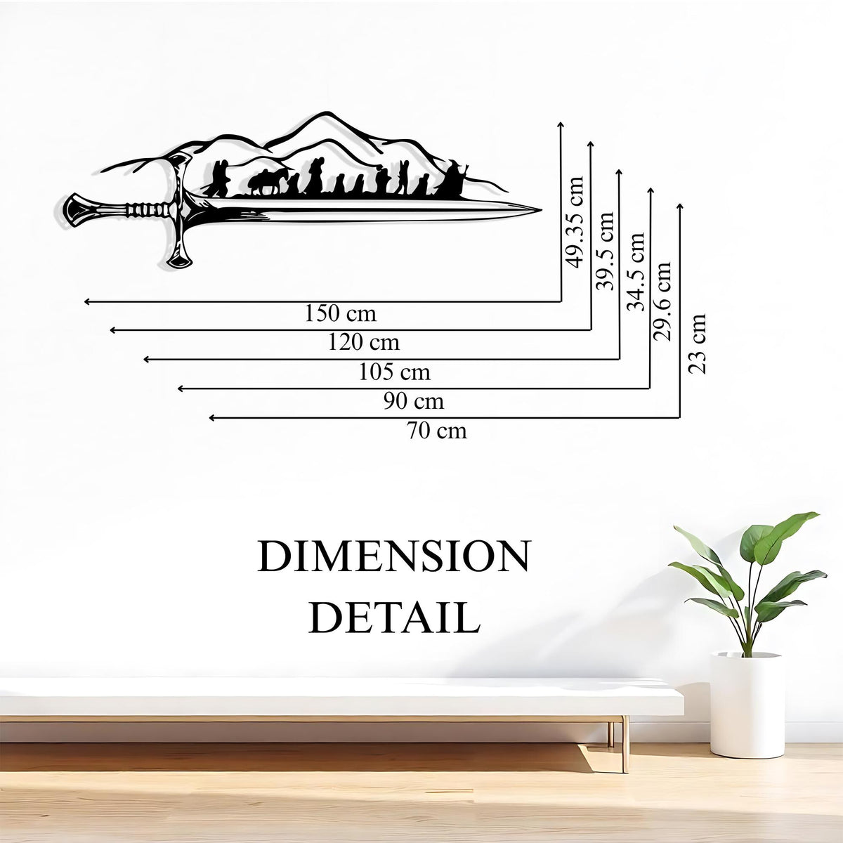 Lord of The Rings Metal Wall Art hanging hardware and mounting detail