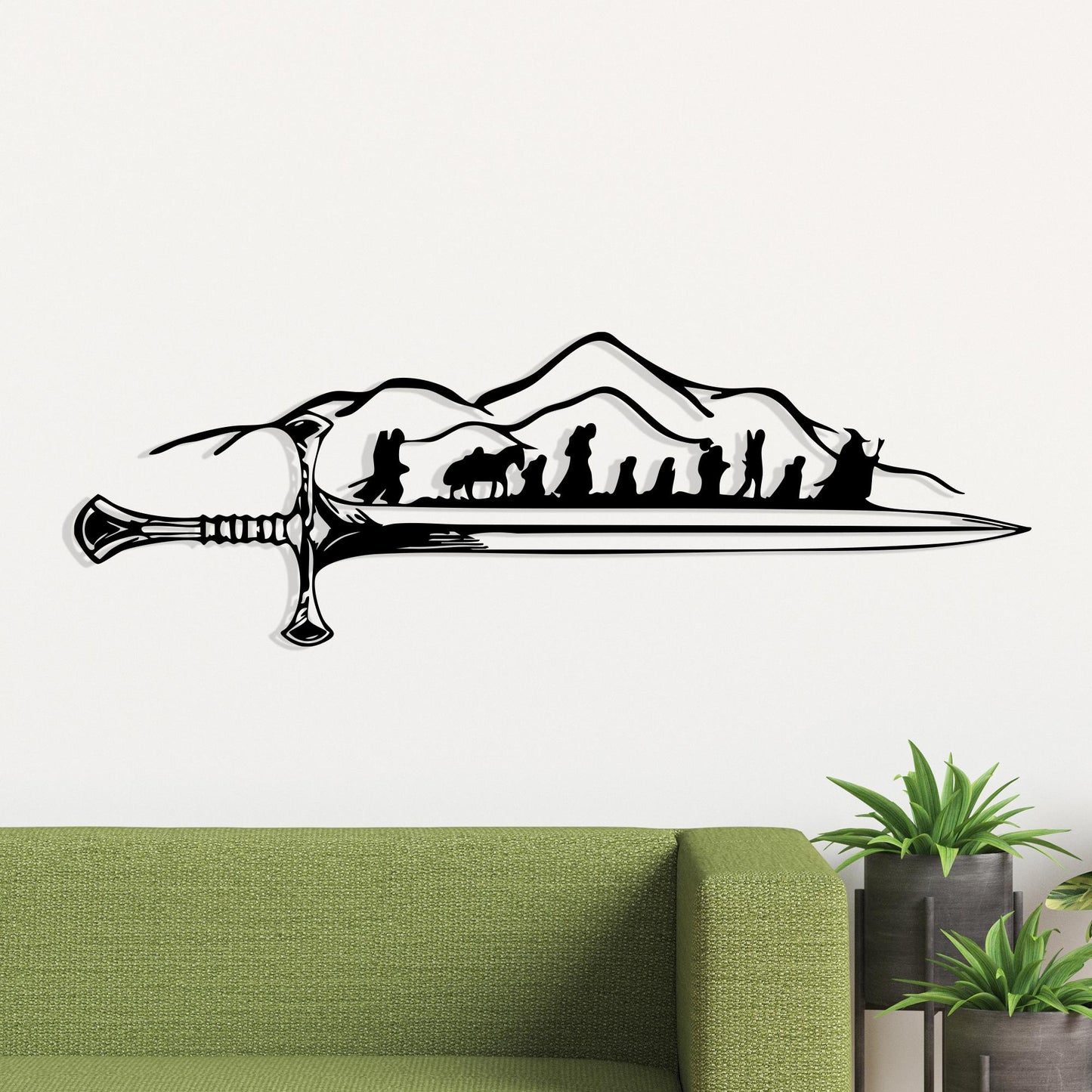 Lord of The Rings Metal Wall Art in a modern hallway