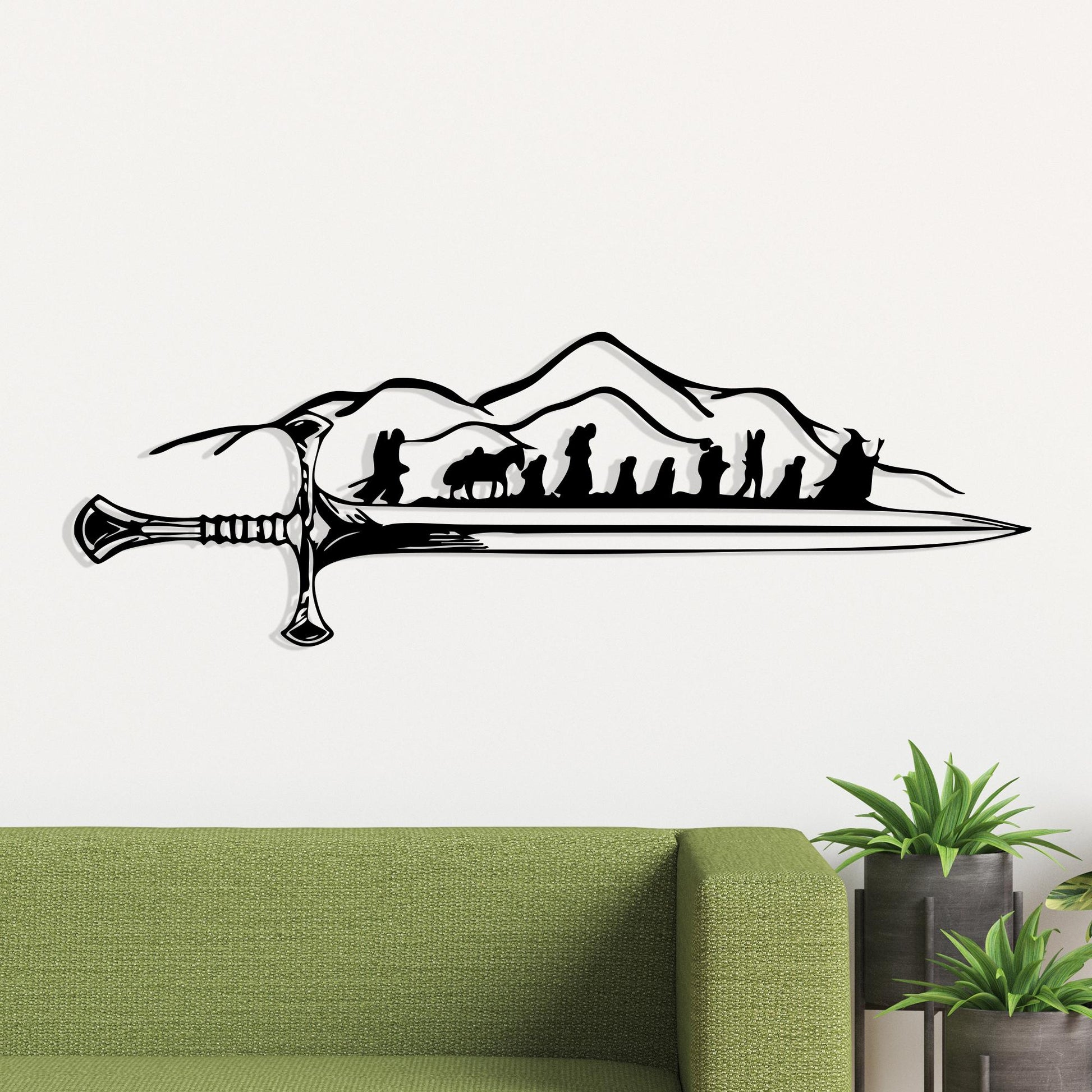 Lord of The Rings Metal Wall Art in a modern hallway