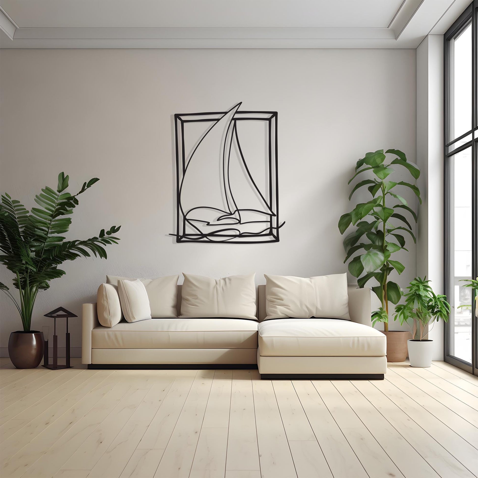 Framed Sailboat Metal Wall Art bedroom interior styling