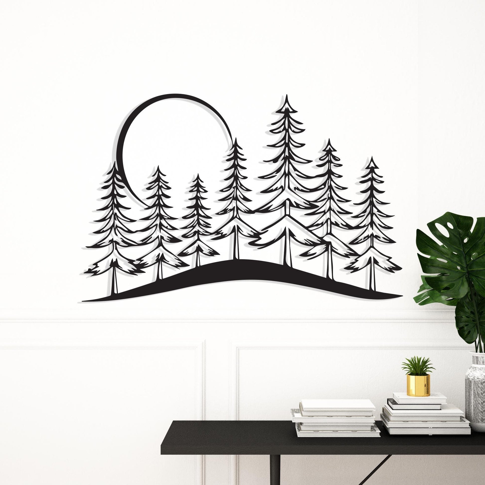 Pine Tree Forest Metal Wall Art, Rustic Cabin Decor, Unique Birthday Gift | Wallsignature