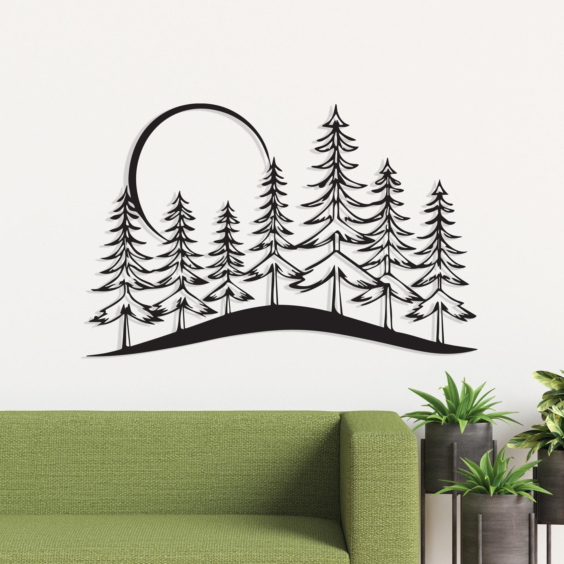 Pine Tree Forest Metal Wall Art, Rustic Cabin Decor, Unique Birthday Gift | Wallsignature