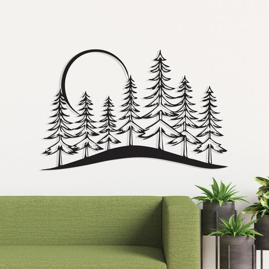 Pine Tree Forest Metal Wall Art, Rustic Cabin Decor, Unique Birthday Gift | Wallsignature