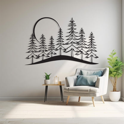 Pine Tree Forest Metal Wall Art bedroom interior styling