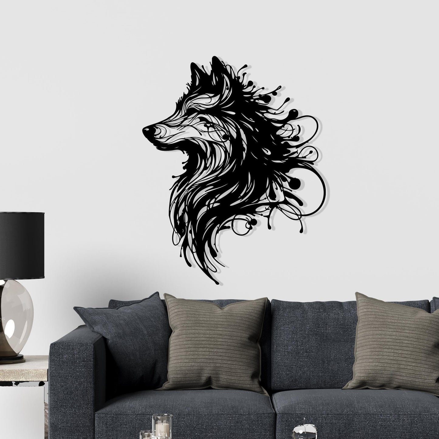 Abstract Wolf Metal Wall Art, Modern Wildlife Decor, Unique Animal Head, Housewarming Gift | Wallsignature
