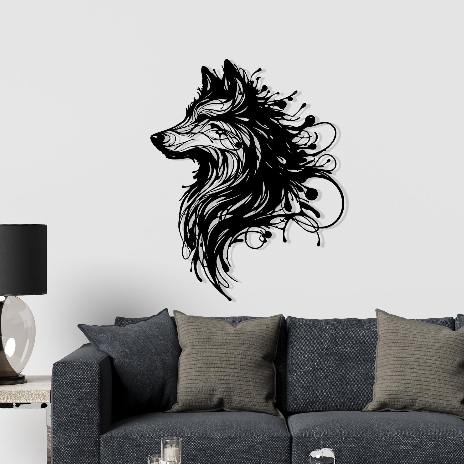 Abstract Wolf Metal Wall Art, Modern Wildlife Decor, Unique Animal Head, Housewarming Gift | Wallsignature