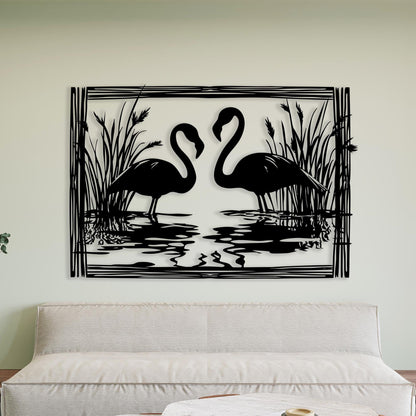 Flamingo Metal Wall Art – laser-cut steel wall decor