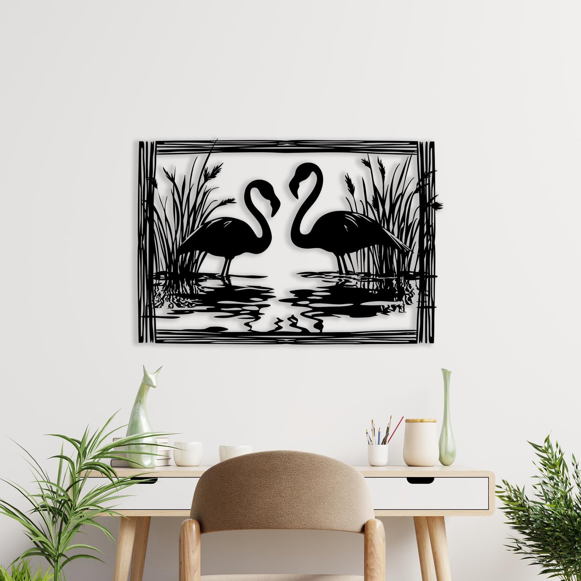 Flying Crane Metal Wall Art | Set of 3 Boho Bird Silhouette Decor | Wallsignature