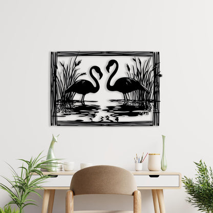 Flamingo Metal Wall Art hanging hardware and mounting detail