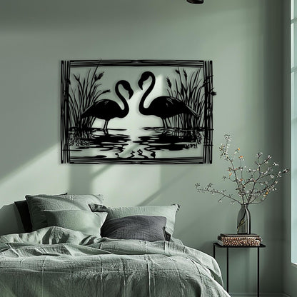 Flamingo Metal Wall Art bedroom interior styling