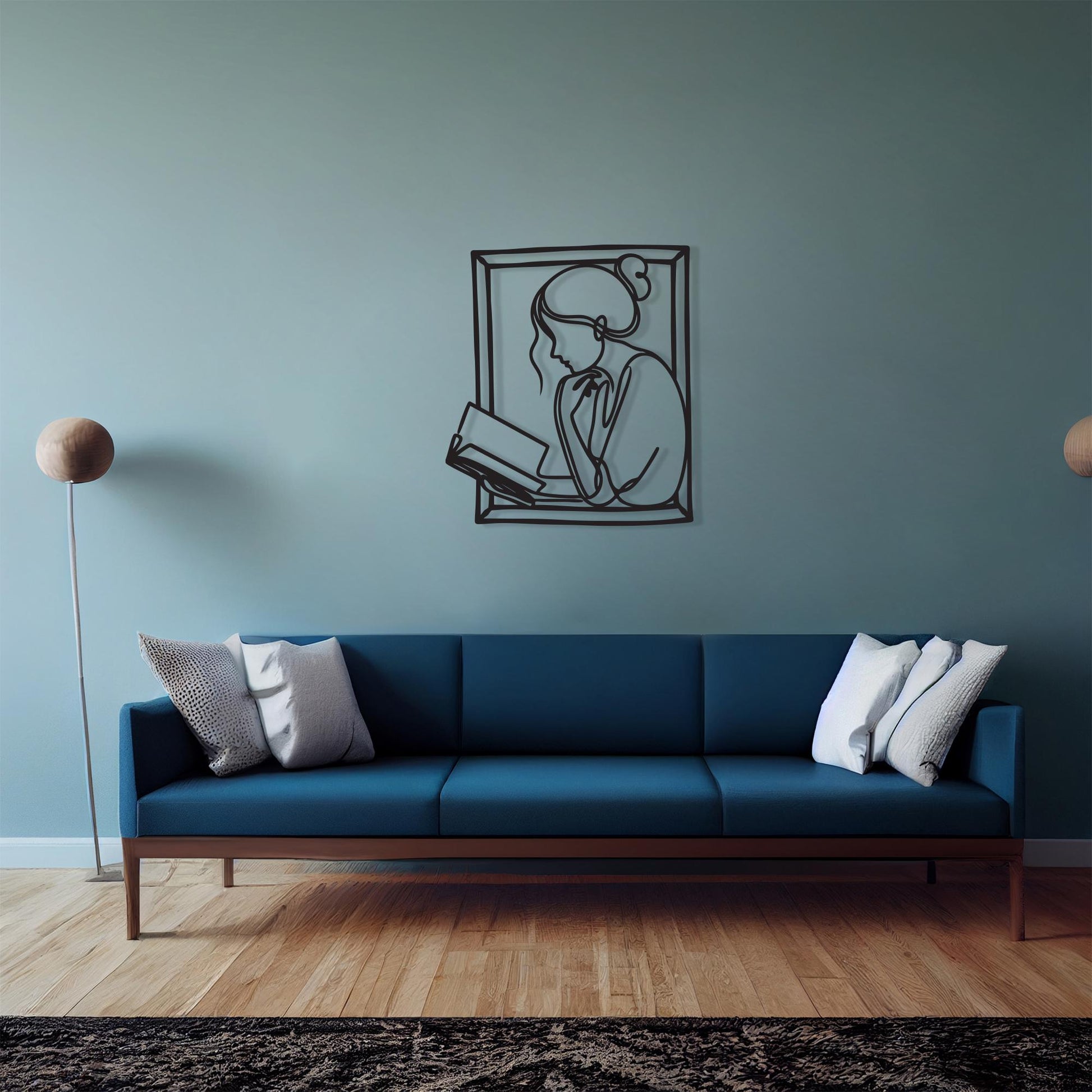 Woman Reading Metal Wall Art bedroom interior styling