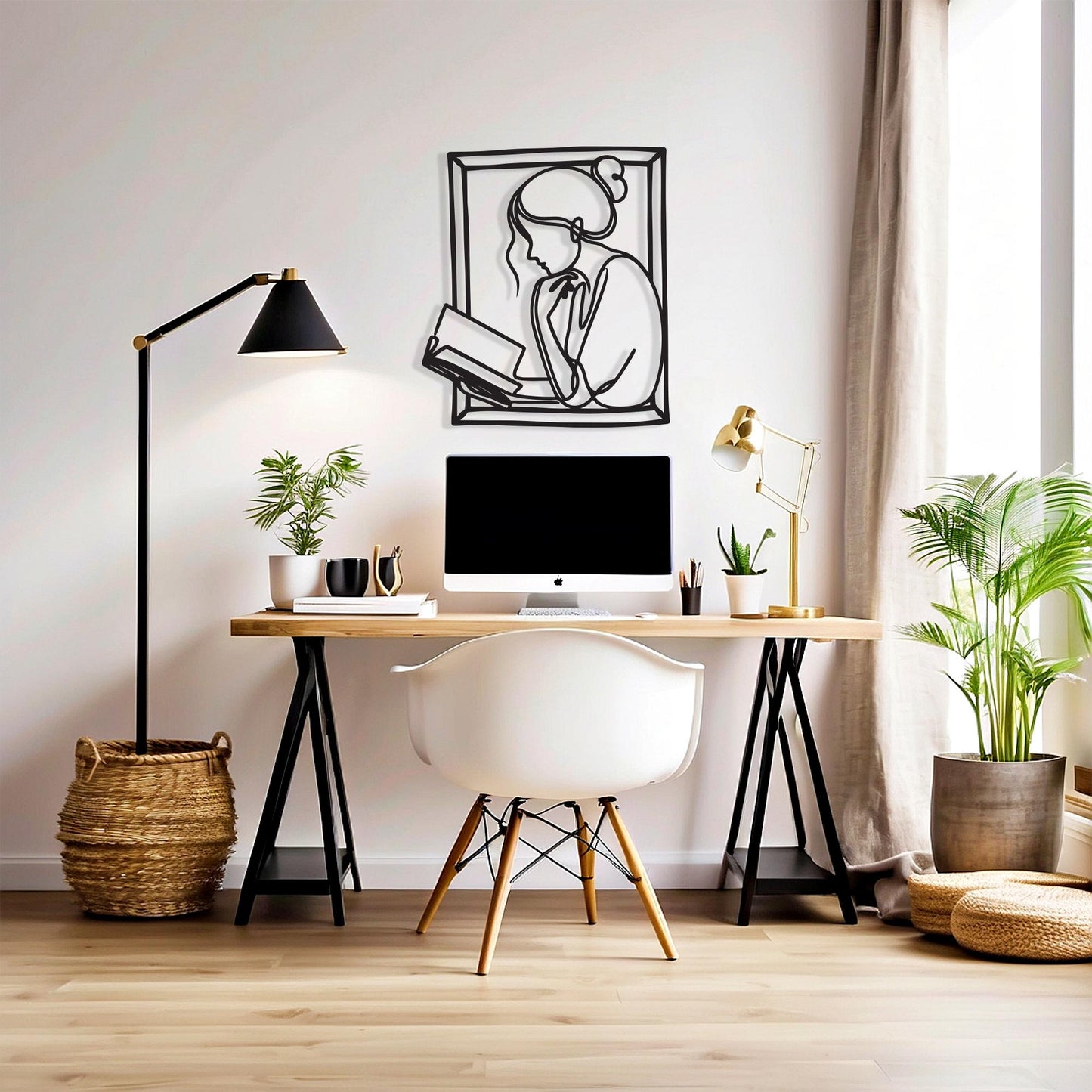 Woman Reading Metal Wall Art – Book Lover Gift & Study Sign Decor | Wallsignature