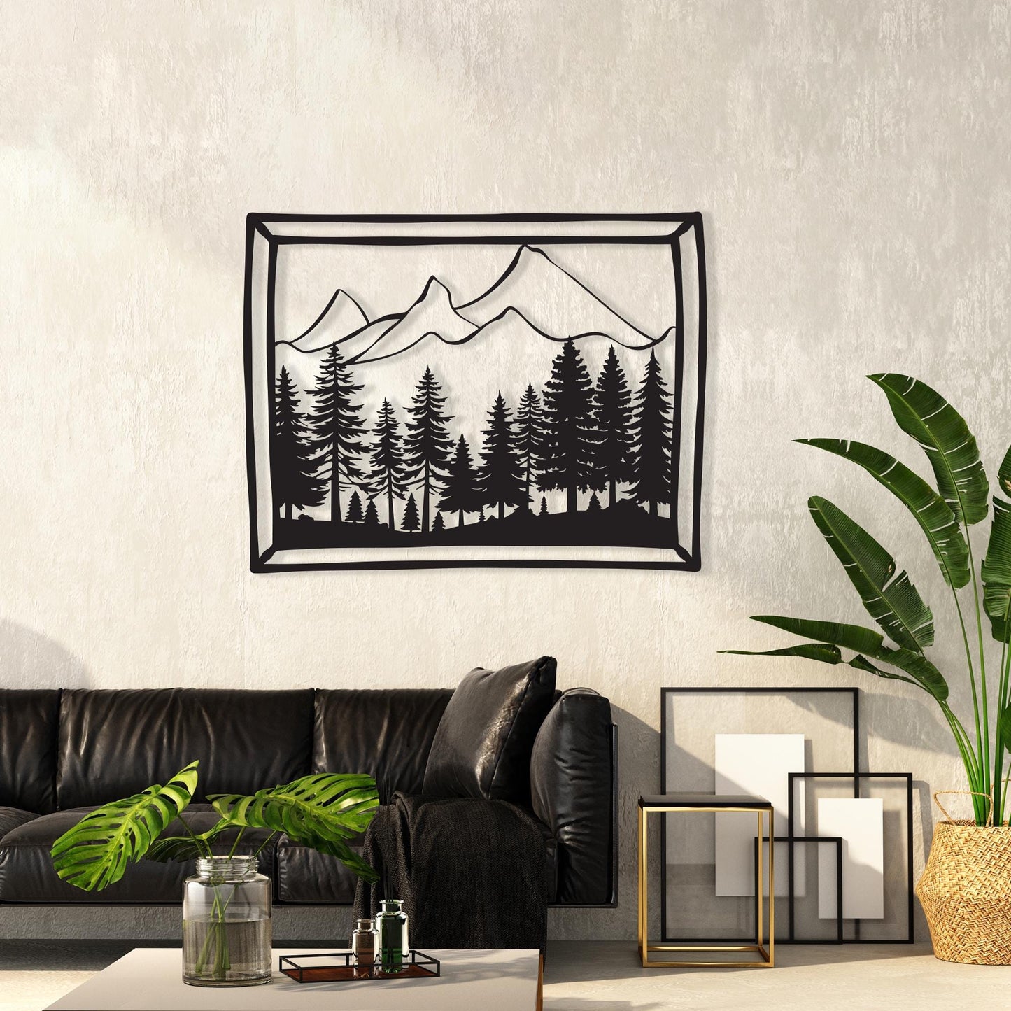 Mountain Forest Metal Wall Art, Rustic Cabin Decor, Housewarming | Wallsignature