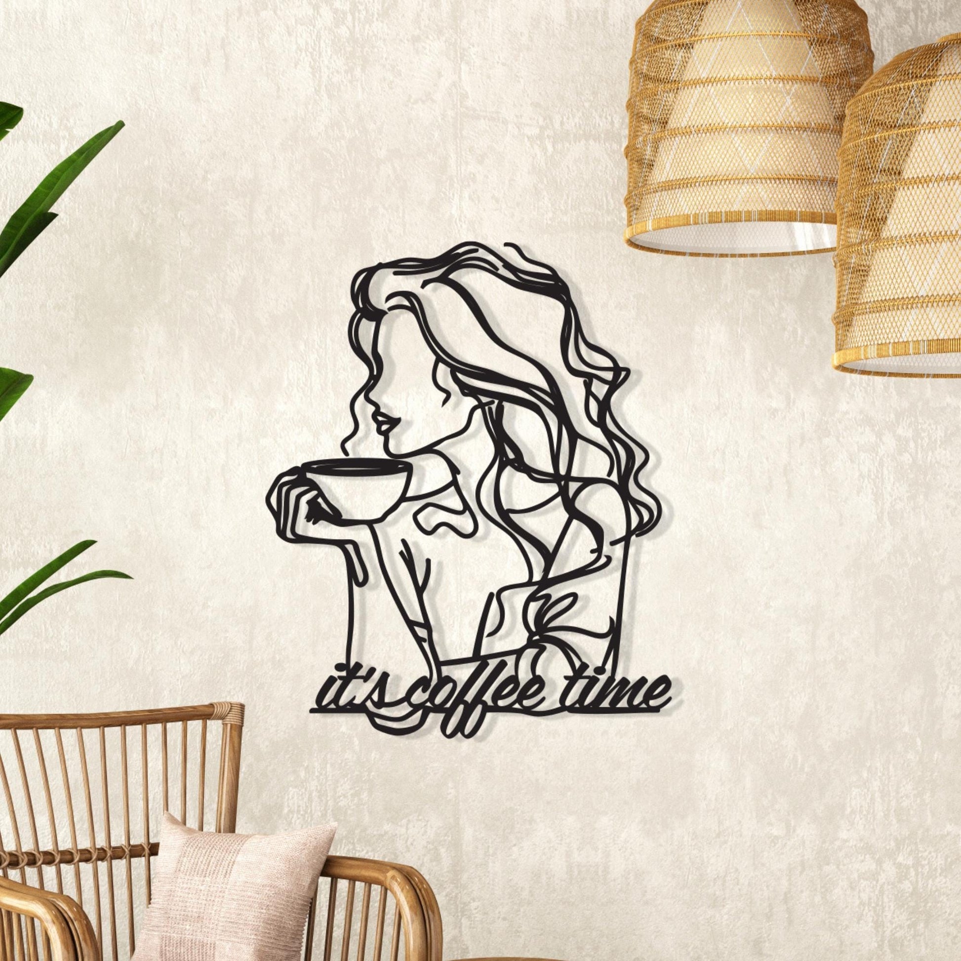 Barista Metal Wall Art – Coffee Shop One-Line Decor Sign | Wallsignature